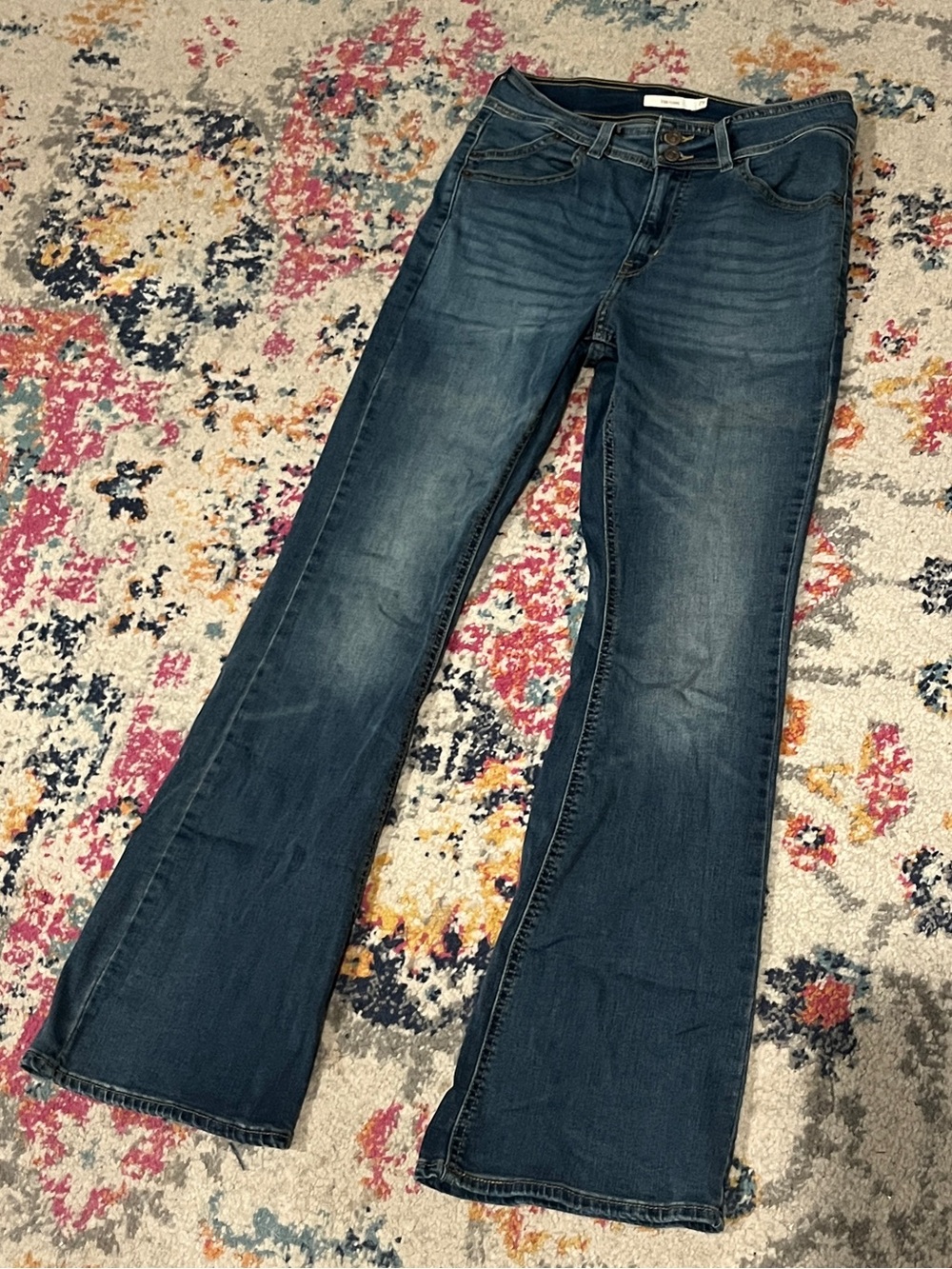 Levi's 726 Stretchy Flare Jeans with Thigh Fading, Double Button, Distressing